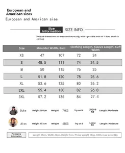 Detailed size guide table for men's short-sleeve printed shirt with European sizing