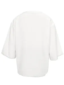 Vue arrière d'un t-shirt blanc ample pour homme avec détails à bords francs