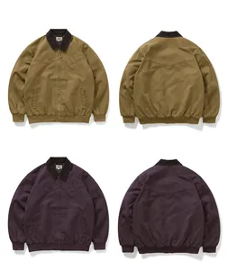 Vintage Detroit Workwear Jacken in Oliv und Lila, Vorder- und Rückseite Ansicht