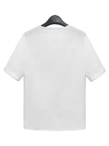 Breathable men's white short-sleeved shirt featuring a V-neck and button details