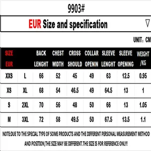 Size guide table for men's PU leather jacket with CM measurements and weight
