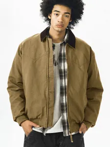 Vintage Detroit Jacke für Herren mit Cordkragen und verwaschenem Finish im Streetwear-Stil.