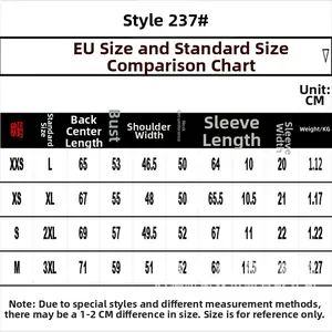 Detailed size chart for men's pilot motorcycle leather jacket with measurements in CM