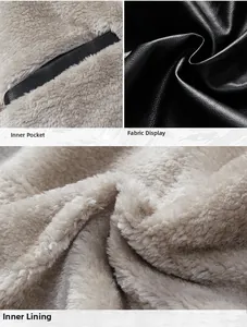 Close-up detail showing the high-quality faux leather texture and soft plush lining of a men's jacket