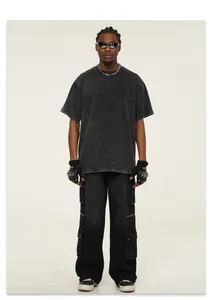 Full view of heavyweight 300g acid-washed t-shirt with urban streetwear styling