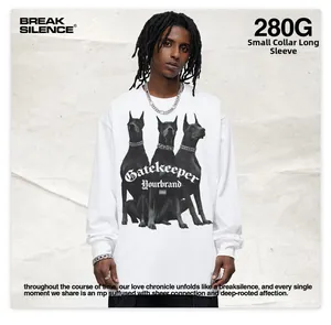 Heavyweight 280g premium cotton long sleeve T-shirt with Doberman graphic street print