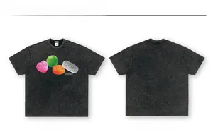 Front and back view of washed black T-shirt with 'YOU NEED ME BABY' pill graphic.
