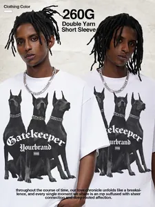 High street white t-shirt with Doberman Pinscher print for men and women