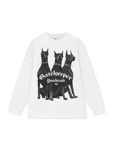 Heavy cotton long sleeve t-shirt with American street style Doberman dog graphic