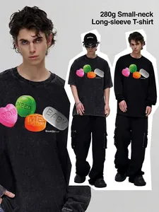 YOU NEED ME BABY American Streetwear Letter Print T-Shirt Heavyweight Cotton Round Neck Short Sleeve Long Sleeve Top For Unisex