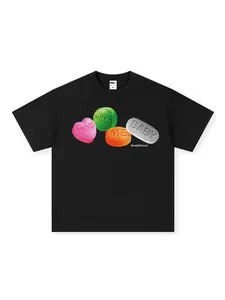 Heavyweight black cotton T-shirt with 'YOU NEED ME BABY' candy graphic print