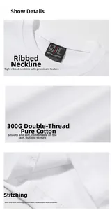 Detail view of 300g heavy cotton fabric and neckline stitching on white vintage t-shirt
