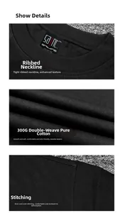 Close-up of 300g heavyweight cotton fabric texture and stitching of vintage T-shirt.