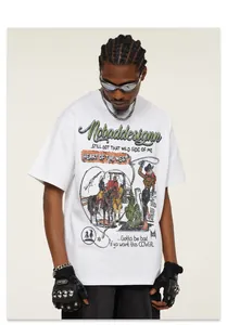 Close-up of a men's heavy cotton t-shirt featuring a vintage American cowgirl illustration.