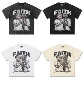 Premium vintage washed cotton T-shirts in four colors featuring faith graphic prints