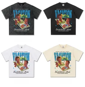 Vier Farben amerikanischer Vintage-T-Shirts mit tollem Vacation-Grafikdruck-Design
