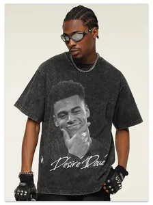 Detail view of American high-street oversized t-shirt with vintage Doué graphic print