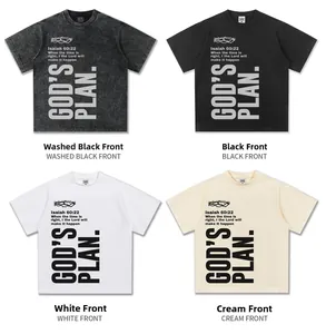 Detailansicht der Farbvarianten des schweren Baumwoll-T-Shirts im Streetstyle mit Grafik