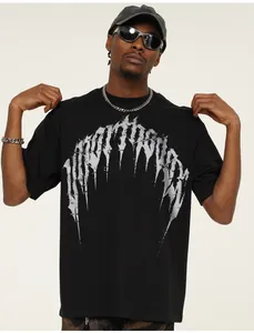 Premium heavyweight 300g black cotton t-shirt featuring silver thorny gothic street art print