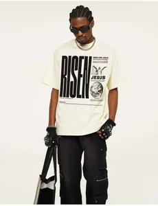 Minimalist American streetwear heavy cotton T-shirt with Risen King Jesus graphic print
