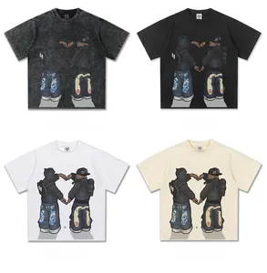 Detailed view of four color options for the American streetwear graphic cotton tee