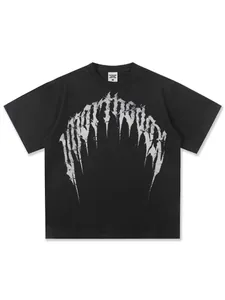 Heavyweight black cotton T-shirt featuring a distressed gothic thorn graphic print street style