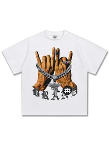White heavyweight cotton T-shirt featuring American vintage street gesture graphic