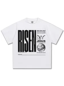 Heavyweight premium cotton street style T-shirt featuring a Risen Jesus graphic print