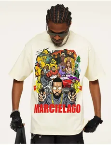 Cream heavyweight cotton T-shirt with vintage American hip hop comic graphic print