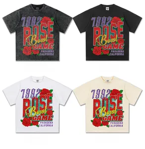 Quattro varianti di colore della maglietta grafica vintage 1992 Rose Bowl in cotone pesante
