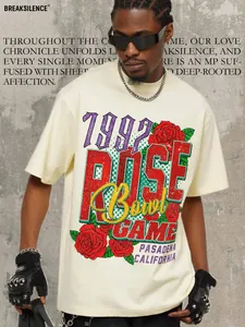 T-shirt graphique commémoratif vintage 1992 Rose Bowl en coton crème épais délavé