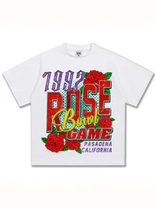 T-shirt graphique vintage 1992 Rose Bowl Game en coton blanc épais délavé
