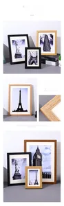 Vista dettagliata di cornici in legno minimaliste in varie dimensioni e finiture