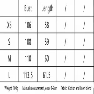 Detailed size chart for linen halter top and midi skirt with bust and length info
