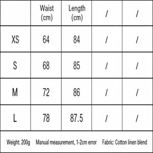 Detailed size guide for autumn linen midi skirt with waist and skirt length table