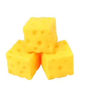 Realistic cube-shaped yellow cheese slow rebound squishy toy for stress relief.