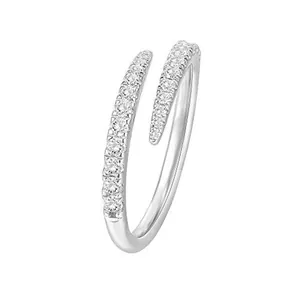 Elegante anello aperto in argento con pavé di zirconi in un moderno design a incrocio