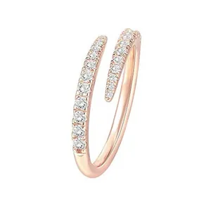Elegante anello aperto minimalista in oro rosa con pietre pavé e finitura lucida