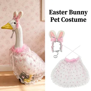 Easter bunny costume set for decorative porch goose with rabbit ears and bunny print cape
