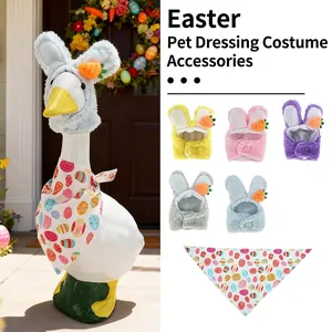 Easter themed garden goose costume with bunny ears and colorful egg pattern bandana set