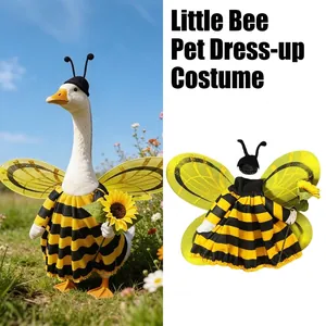 Detailed view of bee costume for decorative porch goose including wings and headband