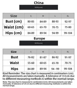 Comprehensive size chart in cm for women's slim fit fitness short sleeve athletic T-shirt