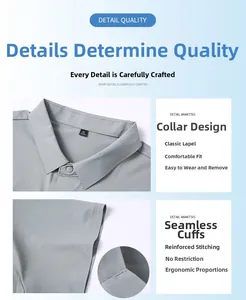 Detail view of the breathable stretch polo shirt showing collar and seamless cuff