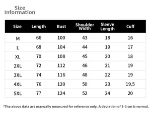 Comprehensive size chart for men's business casual short sleeve polo shirt in CM