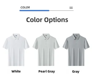 Three classic colors of short-sleeved business casual polo shirts: white, pearl gray, gray