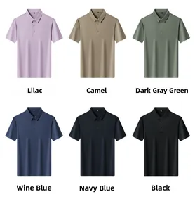 Detailed view showing premium business casual polo shirts in six different color options