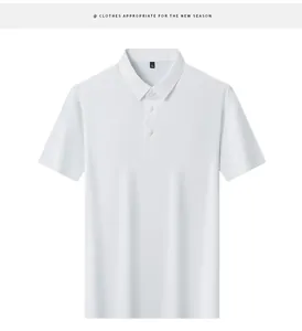Classic white short-sleeved Polo shirt for business and casual wear, breathable fabric.