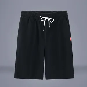 Short décontracté en coton noir ample pour homme avec cordon de serrage blanc pour l'été