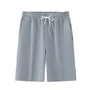 Short décontracté en coton gris pour homme avec cordon de serrage pour l'été plage