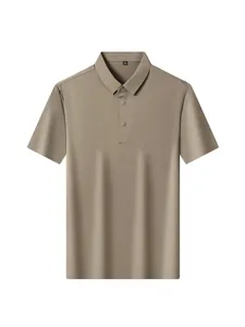 Men's Summer Thin Business Casual Polo Shirt Short Sleeve Ice Silk Breathable High Elastic Iron-Free Top For Men Daily Office